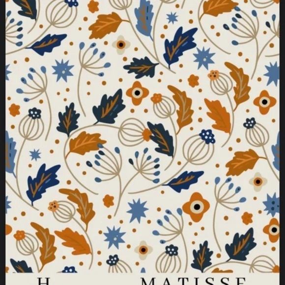 Wall of flowers Hanri Matisse Style Brown Blue Art Print - Picture 2 of 4